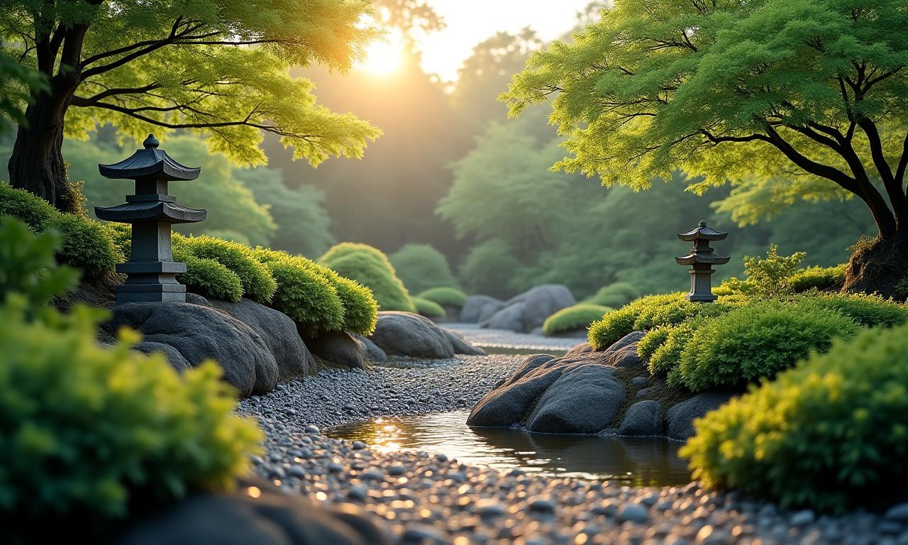 静かな日本庭園の眺め