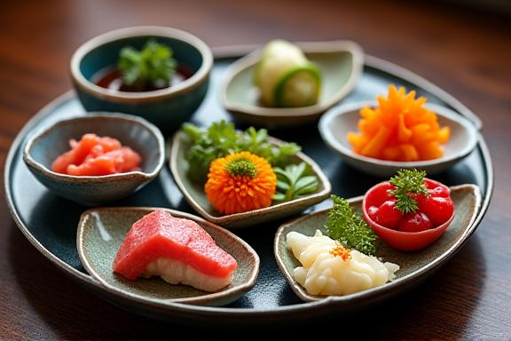 美しく盛り付けられた懐石料理